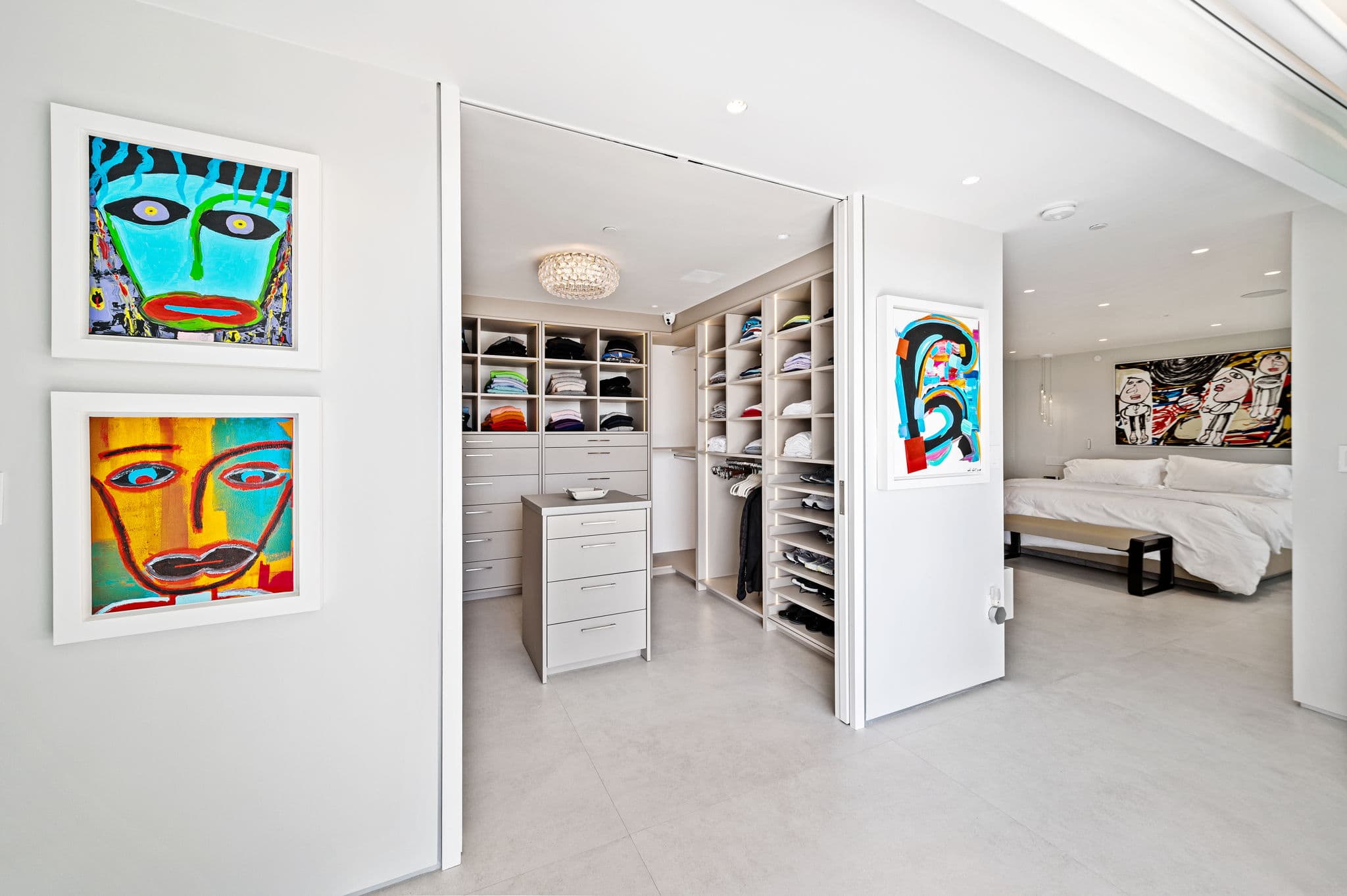 Custom walk-in closet with designer finishes